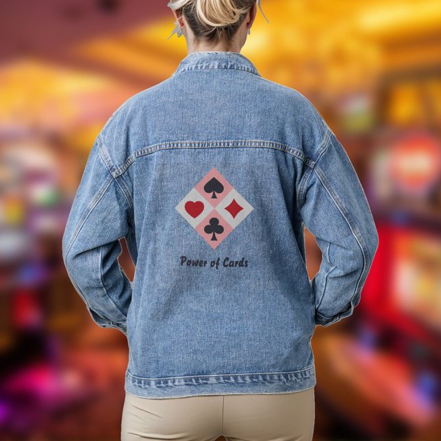 Vintage Lecture des couleurs des cartes (Vintage Playing Cards Colors Denim Jacket)
