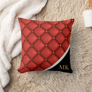 Vintage-Leder-Monogramm Kissen