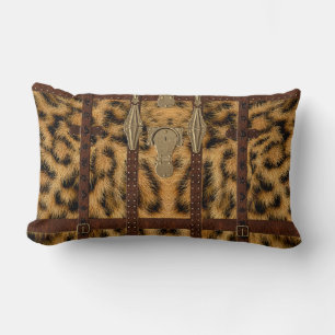 Vintage-Leder-Stammes-Leopard-Tierdruck Lendenkissen