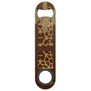 Vintage-Leder-Tribal-Giraffen-Tierdruck Speed Flaschenöffner