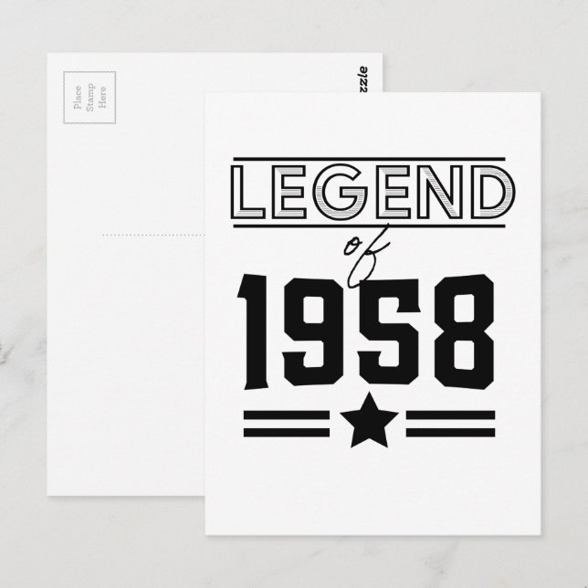 Vintage Legende der Postkarte von 1957 (Vorne/Hinten)