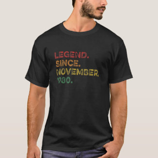 Vintage Legende November 1980 40 Jahre alt 40. Geb T-Shirt
