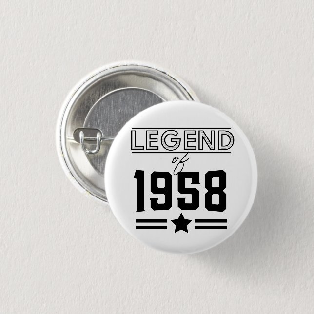 Vintage Legende von 1958 Button (Vorne & Hinten)