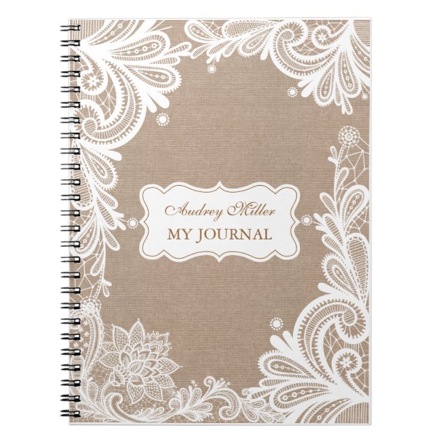 Vintage Leinwand und Spitze-Zeitschrift Notizblock (Vorderseite)