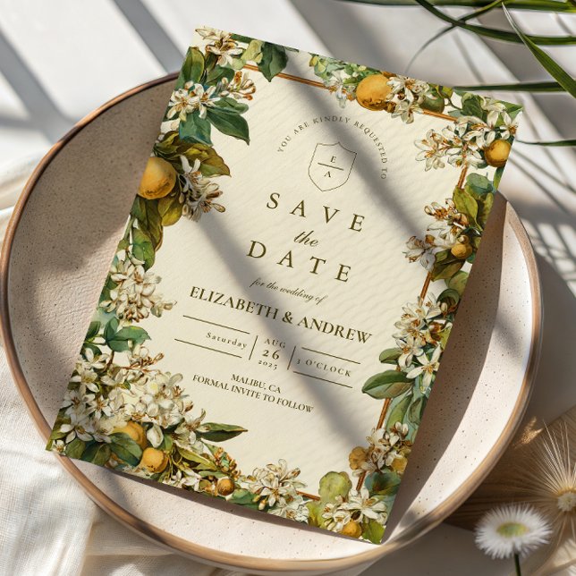 Vintage Lemon Blossom Botanical Wedding Save The Date (Von Creator hochgeladen)