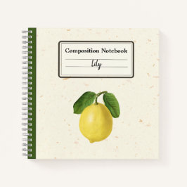 Vintage Lemon Illustration Personalisiert Comp Notizbuch