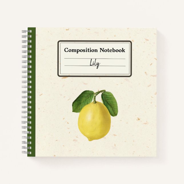 Vintage Lemon Illustration Personalisiert Comp Notizbuch (Vorderseite)