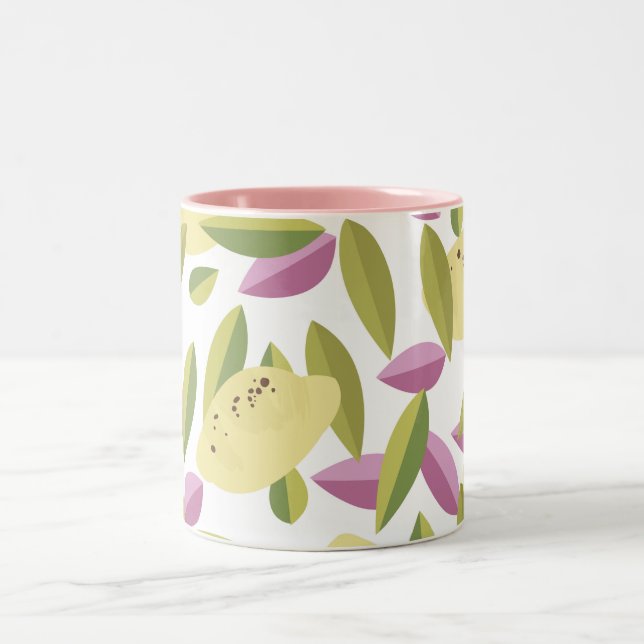 Vintage Lemon-Pattern-Stil Zweifarbige Tasse (Mittel)