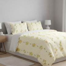 Vintage Lemon & Stripe Pattern Duvet Cover