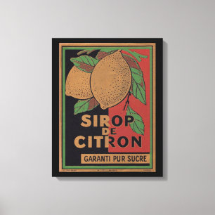 Vintage Lemon Syrup-Werbung Leinwanddruck