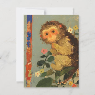 Vintage Lemur-Malerei Postkarte