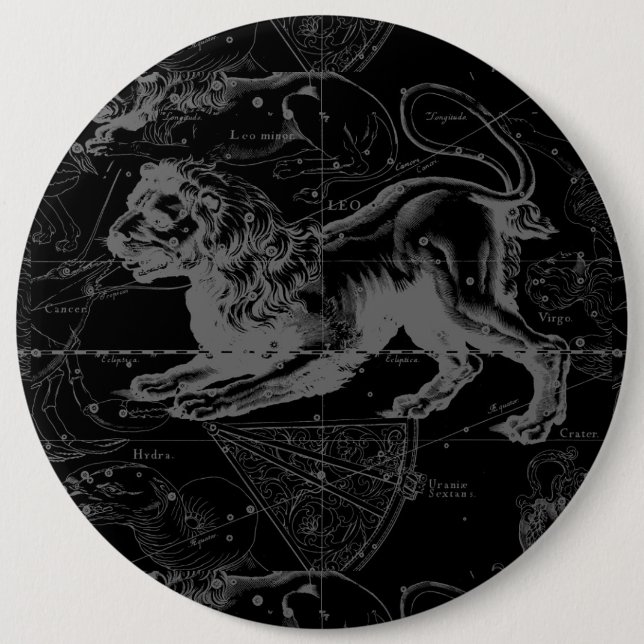 Vintage Leokonstellation MapHevelius 1690 Button (Vorderseite)