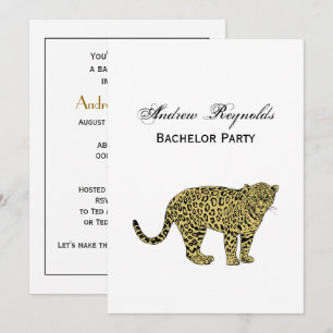 Vintage Leopard Gepard Geflecktes Katzenbild Einladung