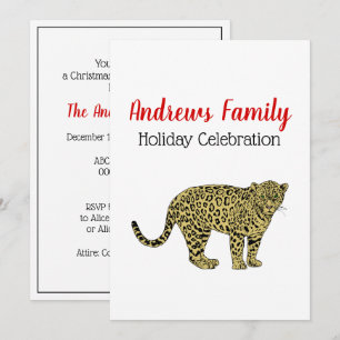 Vintage Leopard Gepard Geflecktes Katzenbild Zeich Einladung