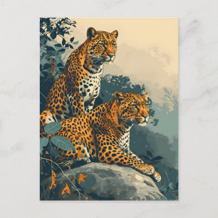 Vintage Leopard Postkarte