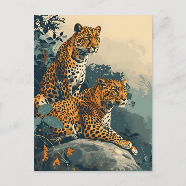Vintage Leopard Postkarte (Vorderseite)