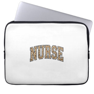 Vintage-Leoparden-Krankenschwester-Varsity-Shirt-D Laptopschutzhülle