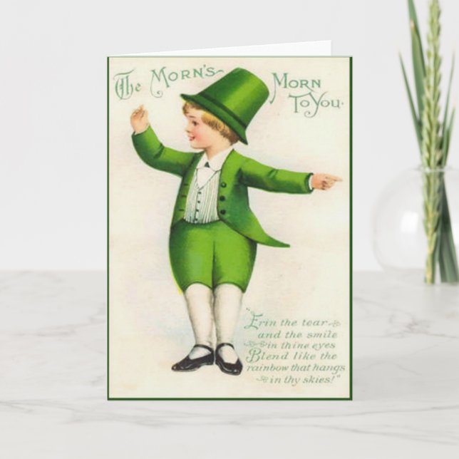 Vintage Leprechaun St Patrick's Day Card Karte (Vorderseite)