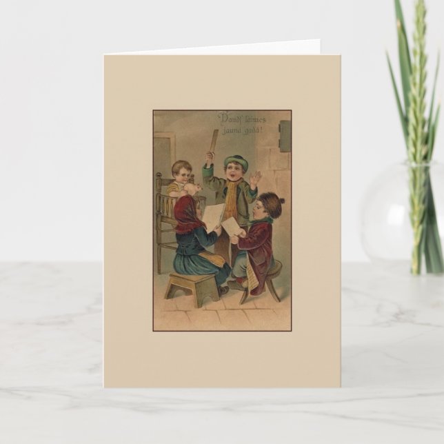 Vintage Lettische Neujahrskarte Feiertagskarte (Vorderseite)