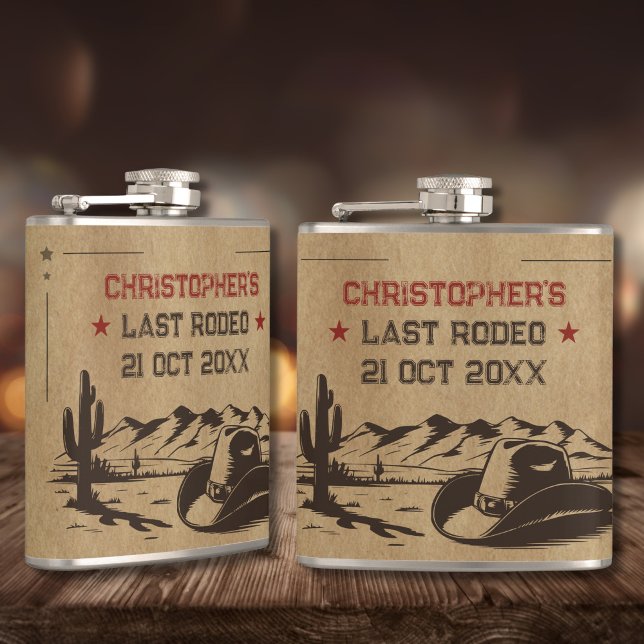 Vintage letzte Rodeo Rustic Cowboy Bachelor Party Flachmann (Vintage Last Rodeo Rustic Cowboy Bachelor Party Flask)