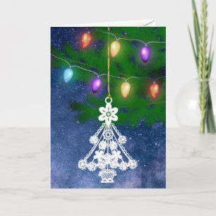 Vintage Leuchtenvorlage für Weiße Bäume Feiertagskarte