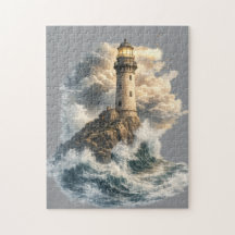 Vintage Leuchtturm am Meer Puzzle