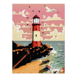 Vintage Leuchtturm Poster