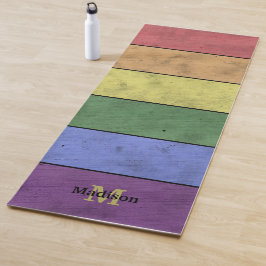 Vintage LGBT-Flagge Stolz gestresst schwarze Monog Yogamatte