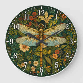 Vintage Libelle Botanik Große Wanduhr