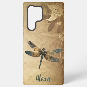 Vintage Libelle mit Individuelle Name/Monogramm Samsung Galaxy Hülle