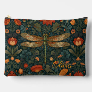Vintage Libelle orange floral grüne boho chic Zubehörtasche