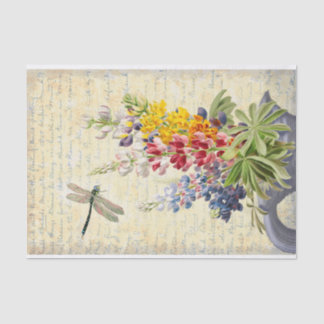 Vintage Libelle und Blume Bouquet Decoupage Seidenpapier