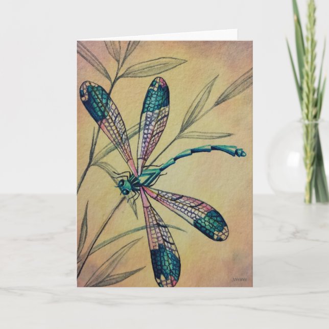 Vintage Libelle und Folione Kunst Karte (Vorderseite)