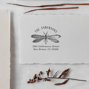 Vintage Libellen-Familienname-Rücksendeadresse Gummistempel