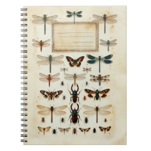 Vintage Libellenkäfer-Taxonomie-Exemplartafel Notizblock