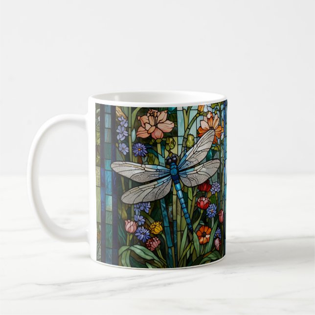 Vintage Libellenkunst Blumenbeißglas Kaffeetasse (Links)