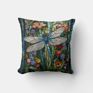 Vintage Libellenkunst Blumenbeißglas Kissen