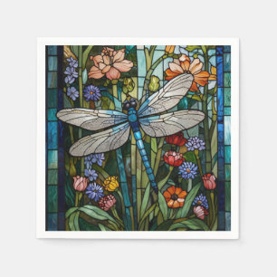 Vintage Libellenkunst Blumenbeißglas Serviette