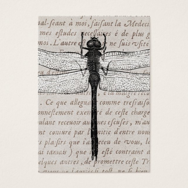Vintage libellule et collage de texte antique (Devant)