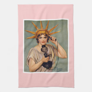 Vintage Liberty Calling Küchenhandtuch Geschirrtuch