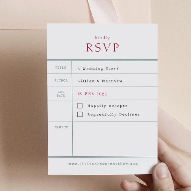 Vintage Library RSVP-Karte RSVP Karte (Vintage Library RSVP Enclosure Card for Literary Themed Wedding)