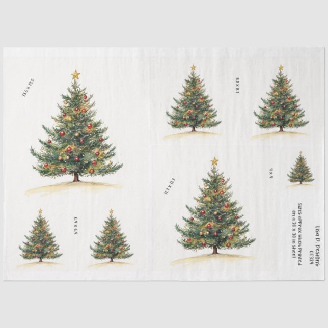 Vintage Lichter Weihnachtsbaum Seidenpapier (Vorderseite)