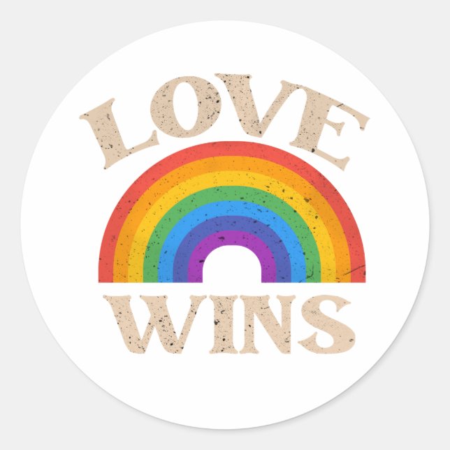 Vintage Liebe gewinnt Rainbow LGBTQ Prix  Runder Aufkleber (Vorderseite)