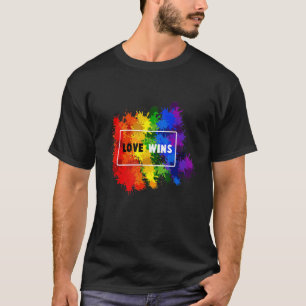 Vintage Liebe gewinnt Regenbogen Pride Lesbian Gay T-Shirt