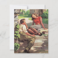 Vintage-Liebe High-School-Verliebte Save-the-Date