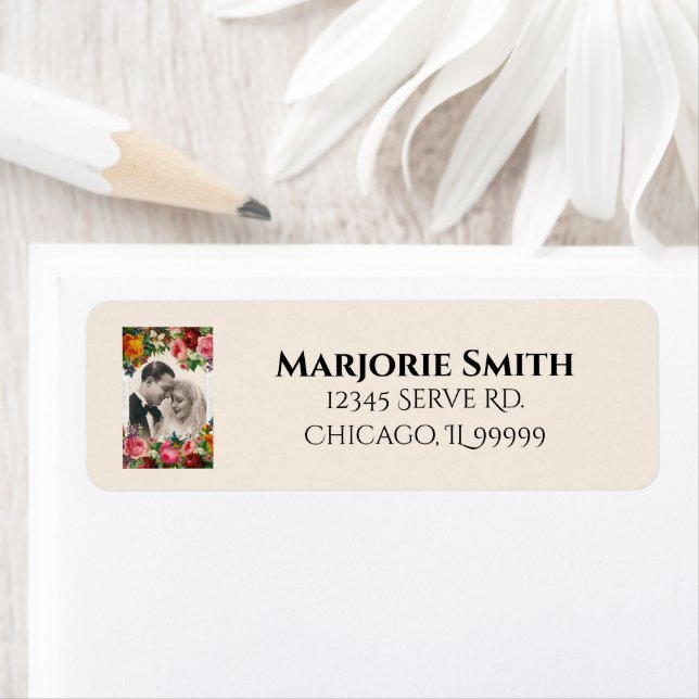 Vintage Liebe Hochzeit Rose Rücksendeadresse (Insitu)