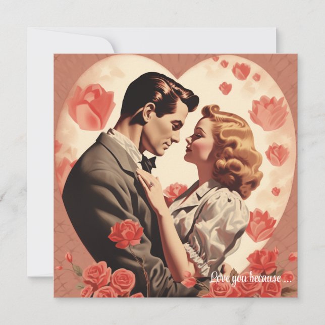 Vintage Liebe Pärchen Rotharzen Valentine Feiertagskarte (Vorderseite)