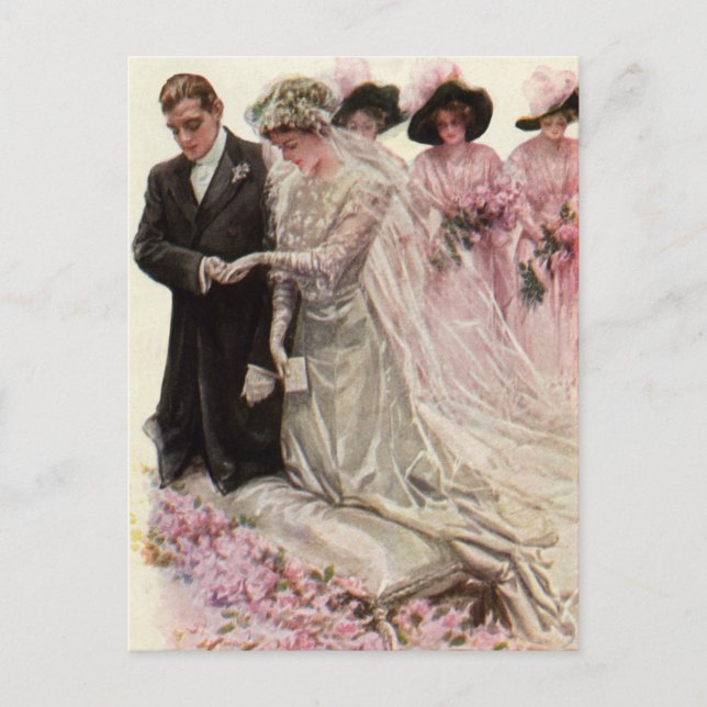 Vintage Liebe, Romantik, Romantik, Save the Date Ankündigungspostkarte (Vorderseite)