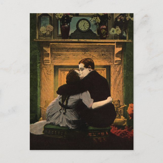 Vintage Liebe, Romantik, Romantik, Save the Date Ankündigungspostkarte (Vorderseite)