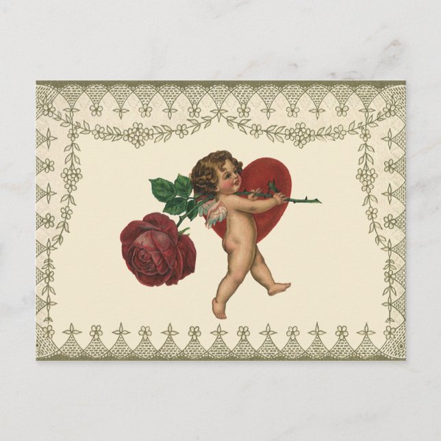 Vintage Liebe, Romantik, Romantik, Save the Date Ankündigungspostkarte (Vorderseite)